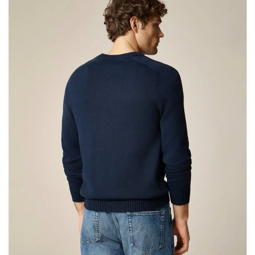J.Crew Knit Heritage Cotton Crew Neck Sweater Mens S Navy Pullover Long Sleeve